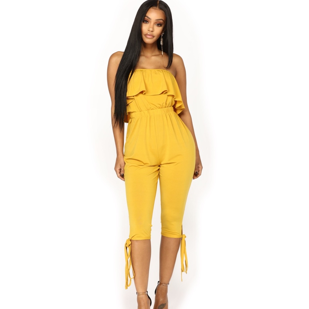 MUSTARD CROP JUMPSUIT - FASHIONNOVA